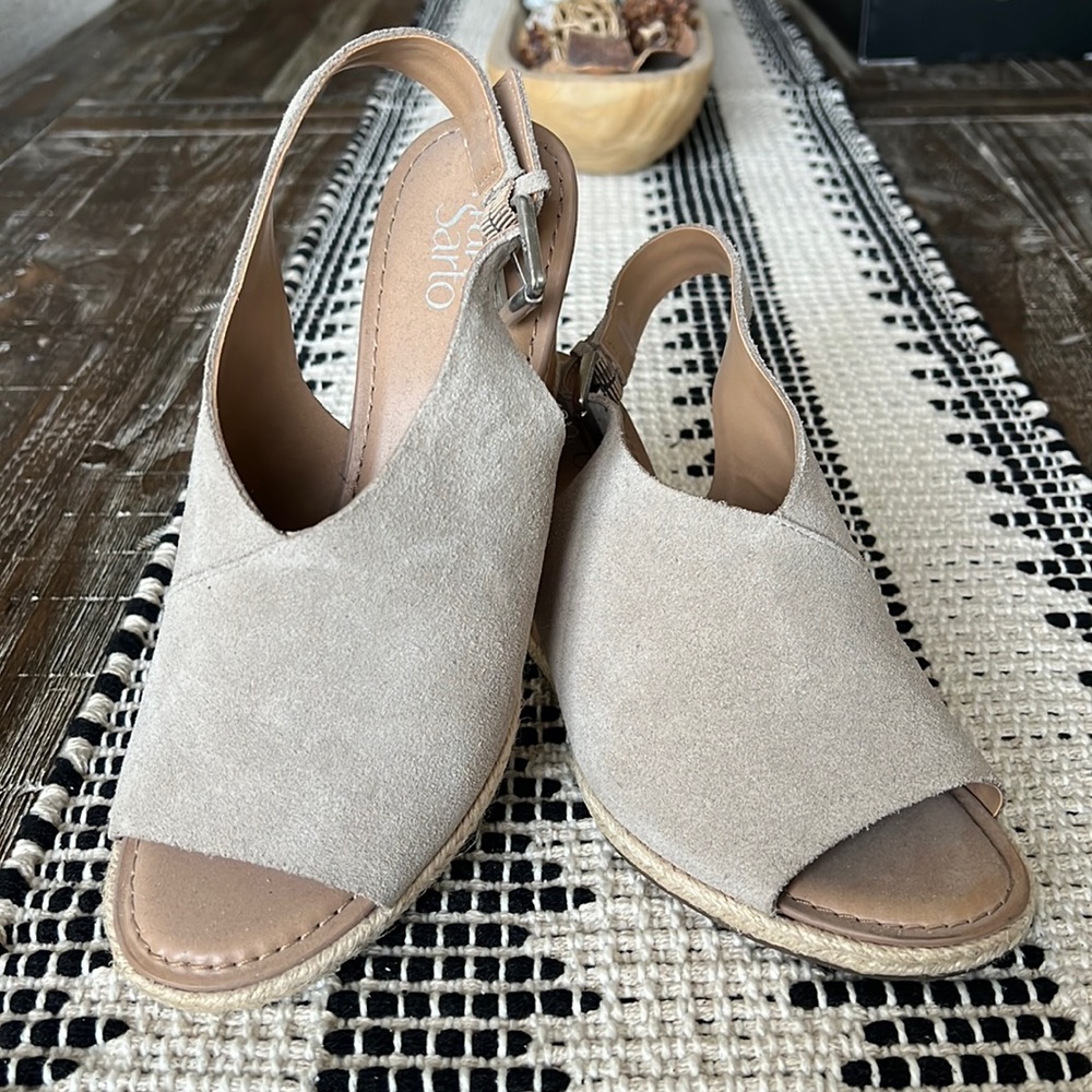 Franco Sarto Tan Suede Wedges